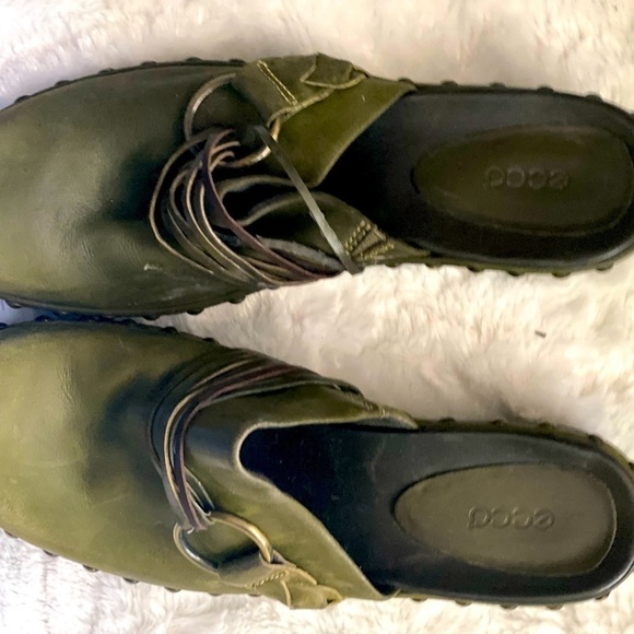 ECCO green leather clogs size 39. - Picture 4 of 6